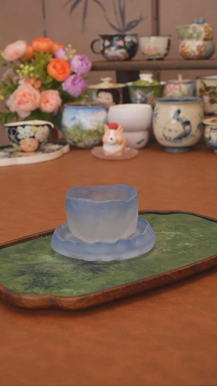 【落单】蓝色琉璃杯套组