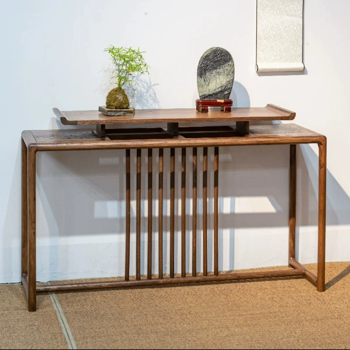 老榆木实木玄关桌子简约新中式条案供桌条案条几窄桌供桌供台禅意