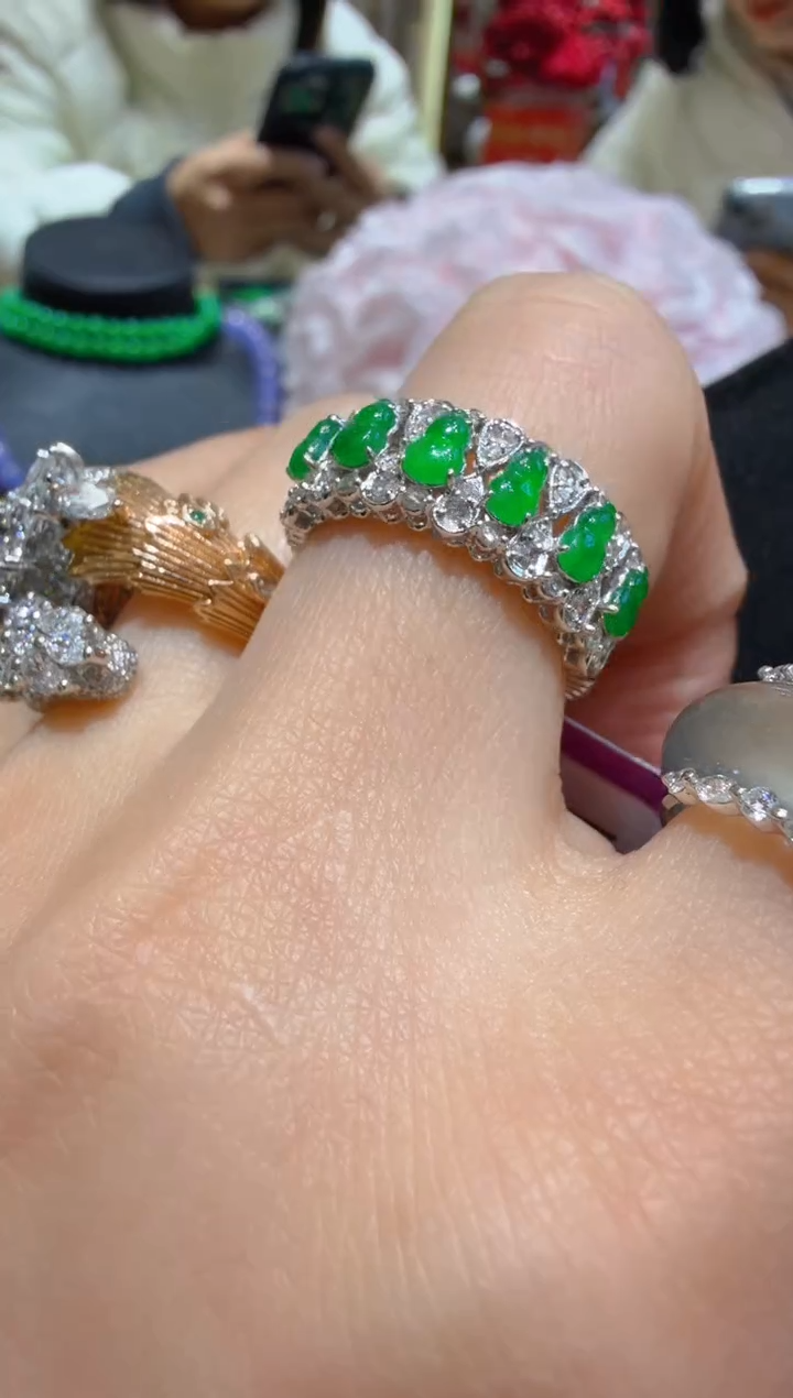 18K金镶嵌戒指翡翠多样性团购发一件