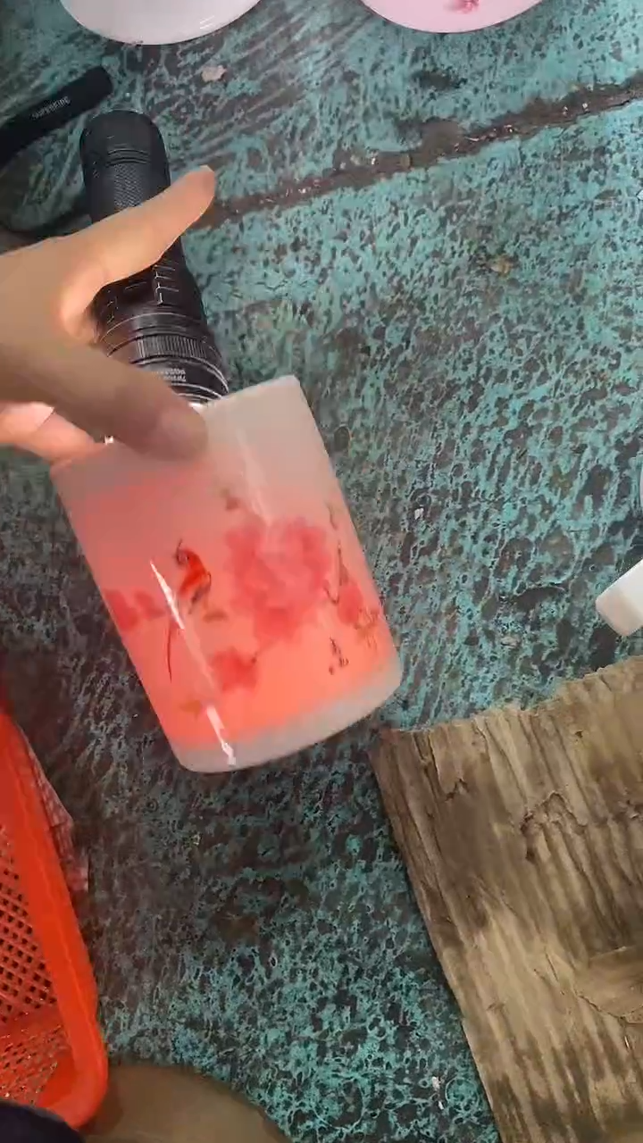 摆件陶红稀土水点桃花笔筒