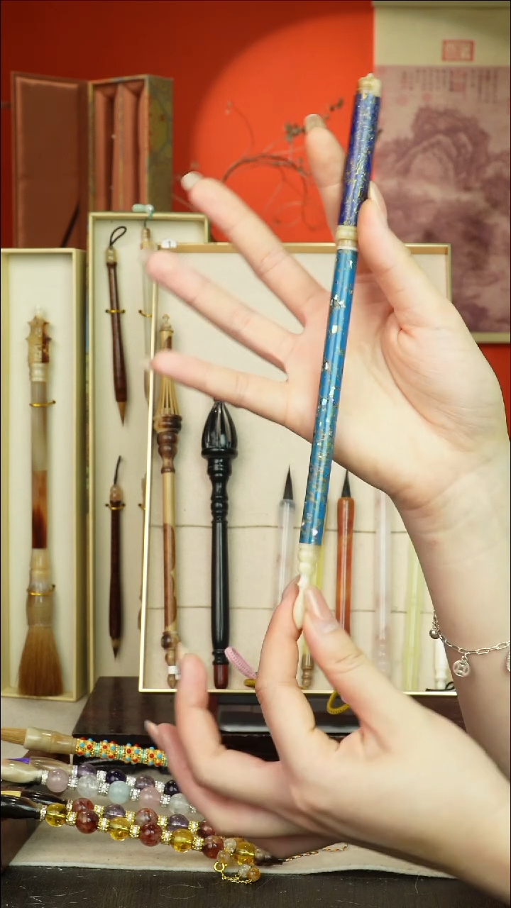 38号闪孤品高货毛笔链接 清水试笔 蘸墨不退