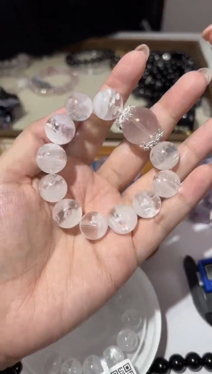 【闪购商品】水晶手链未镶嵌15mm爆闪白幽灵diy莫粉