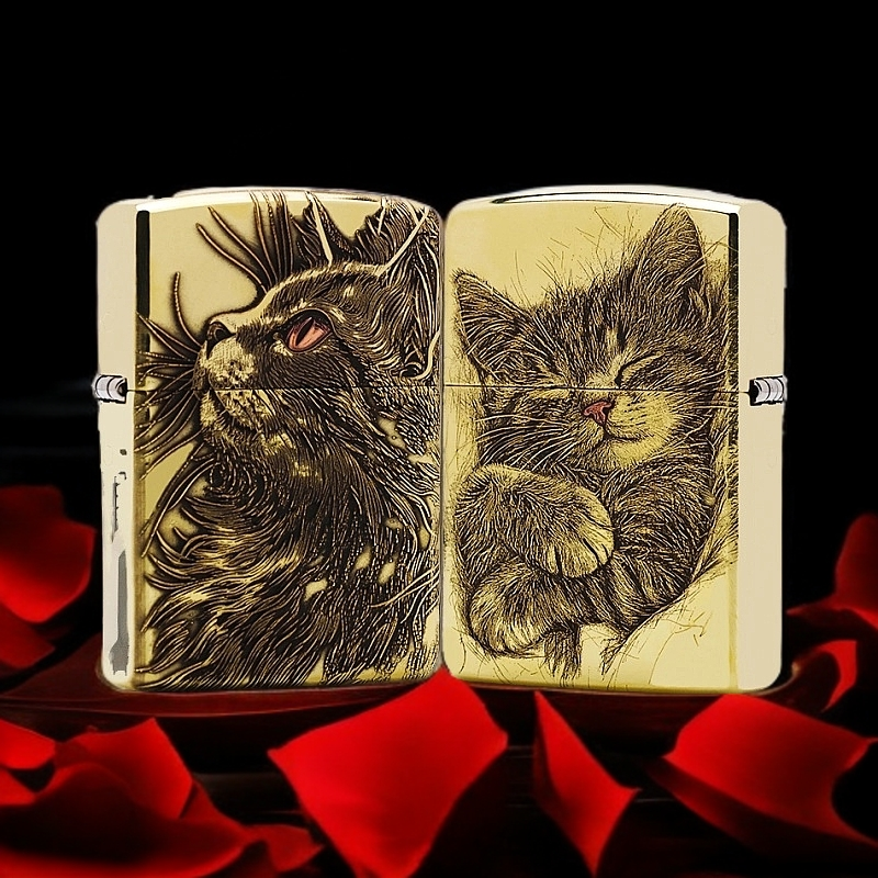 ZIPPO/之宝打火机【仰望星空凝视之猫】盔甲机原装正品煤油火机DYJ1