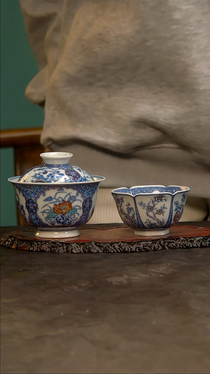 【闪购商品】青花手绘斗彩花卉套组