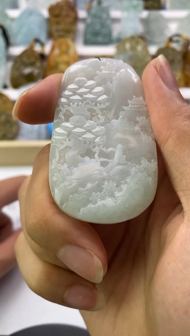 翡翠未镶嵌颈饰双*座天然翡翠