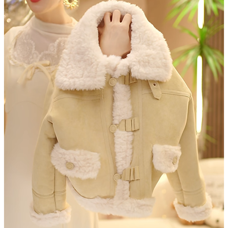 【米小洛】2025冬季新款加绒加厚儿童外套女童洋气宝宝保暖翻领上衣