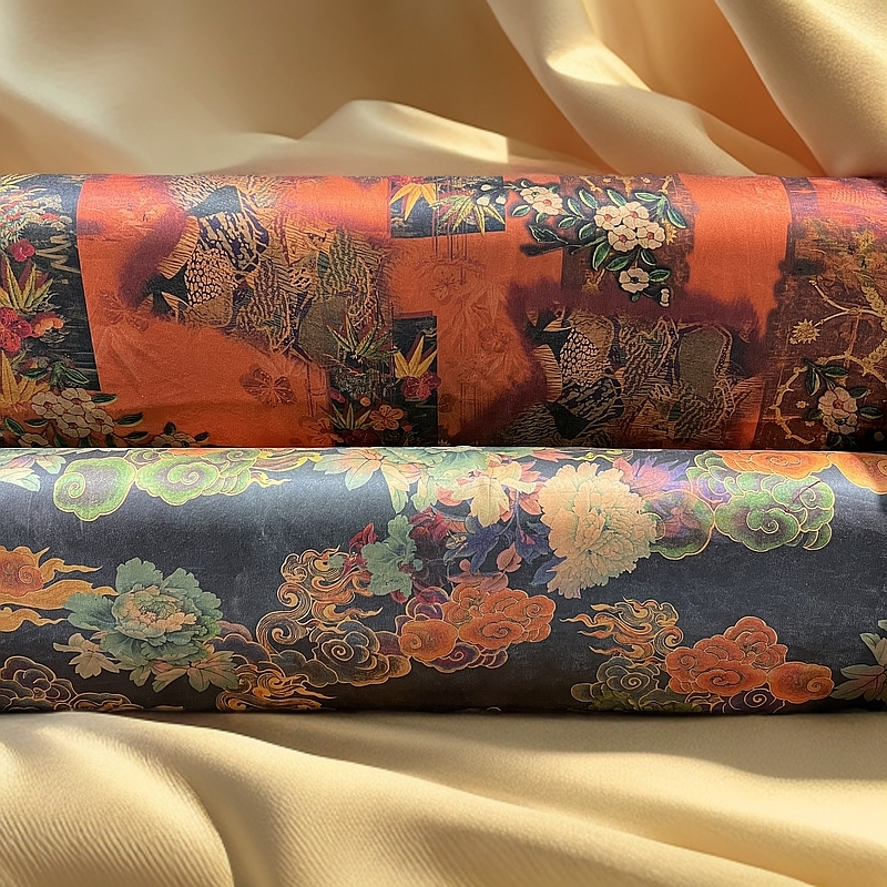 （二号）真丝桑蚕丝双绉弹力缎香云纱指定米数不支持七天小布头专卖