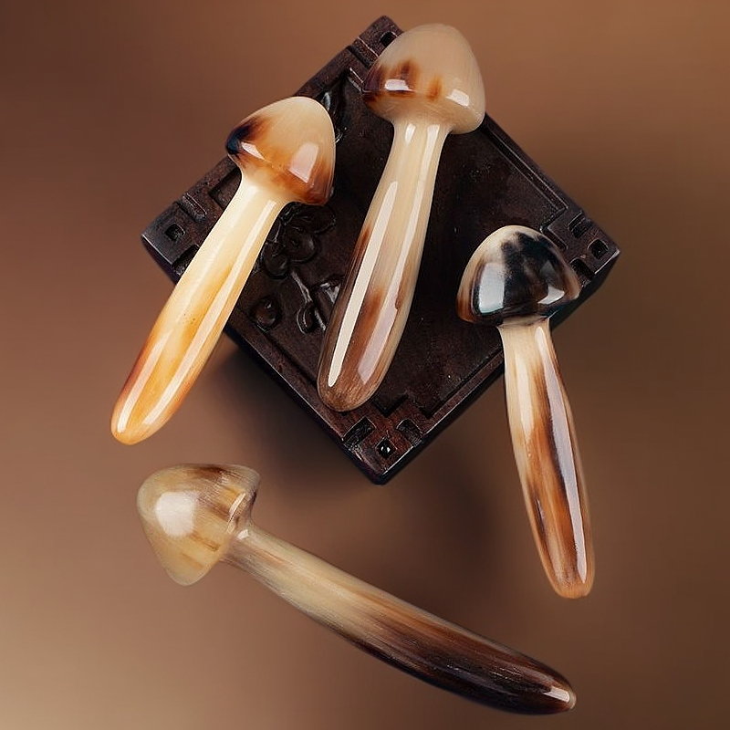 牛角按摩棒香菇形拨筋美容导眼霜拔经脸眼头点穴棒刮痧面部经络