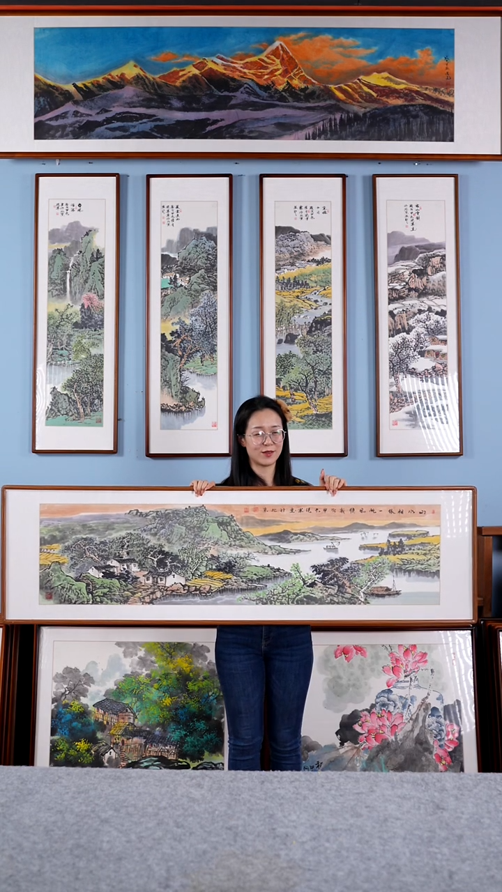 【闪购商品】国画张现军《山水相依一帆风顺》162*47