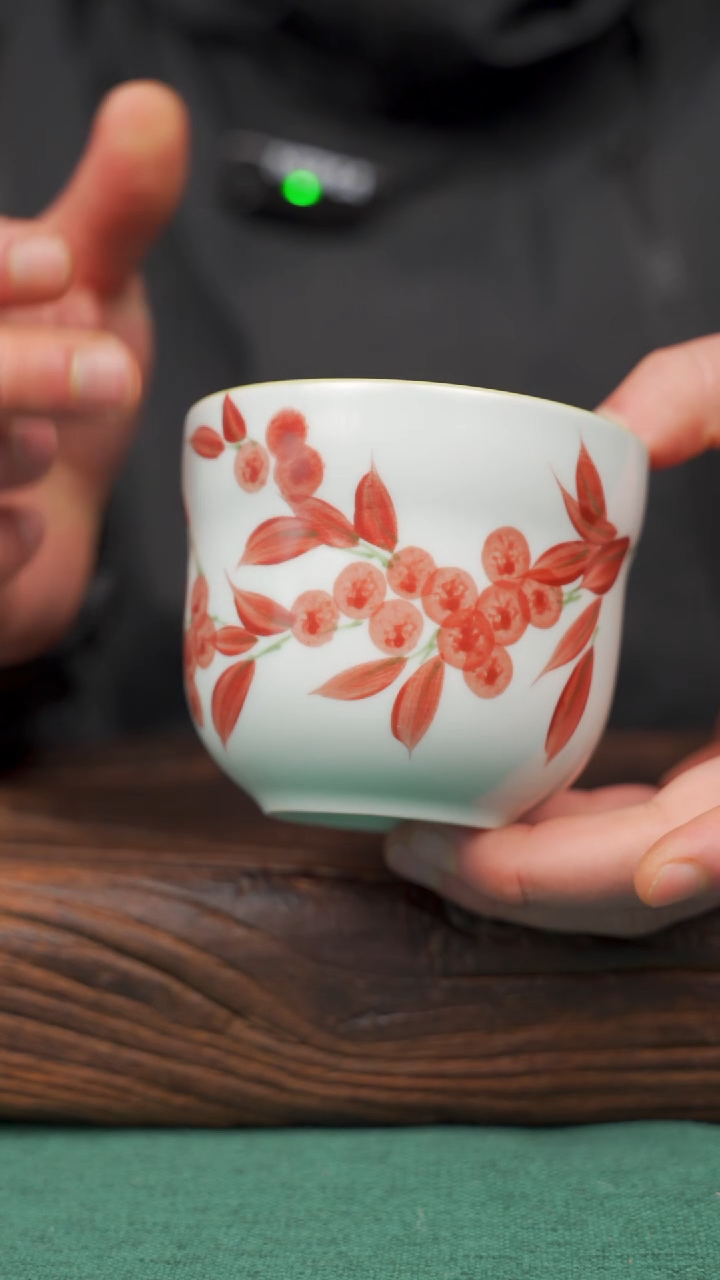 【闪购商品】瓷片84寻一缕瓷香杯釉下手工手绘瓷器