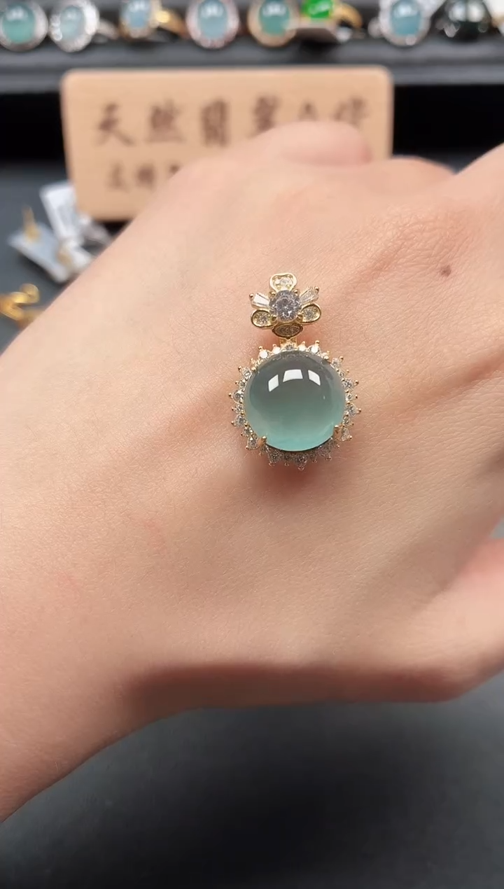 银S925镶嵌戒指翡翠11