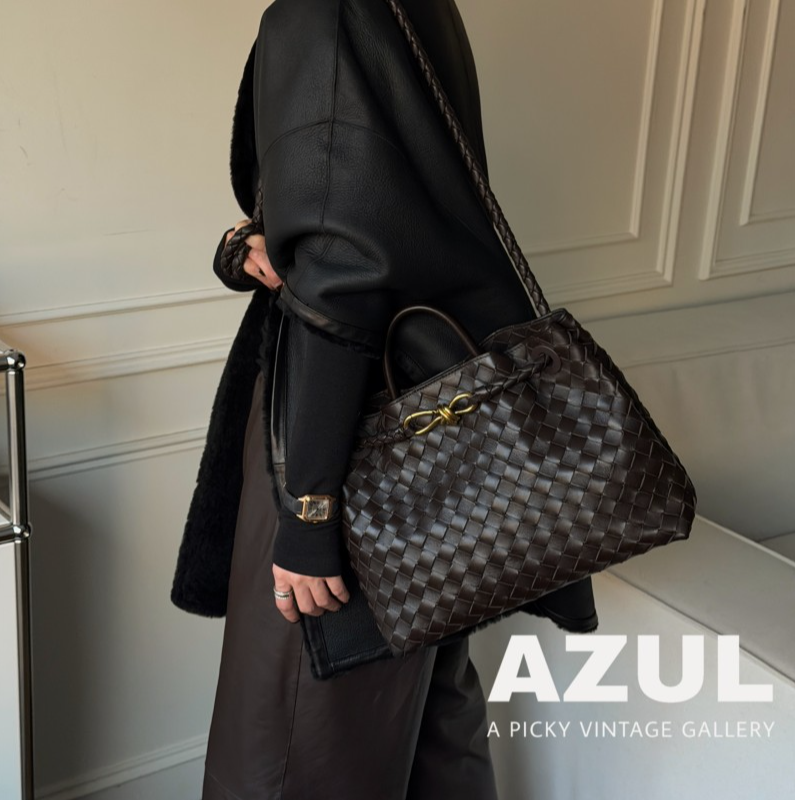 99新 BOTTEGA VENETA/葆蝶家 巧克力羊皮Andiamo中号单肩包/52419