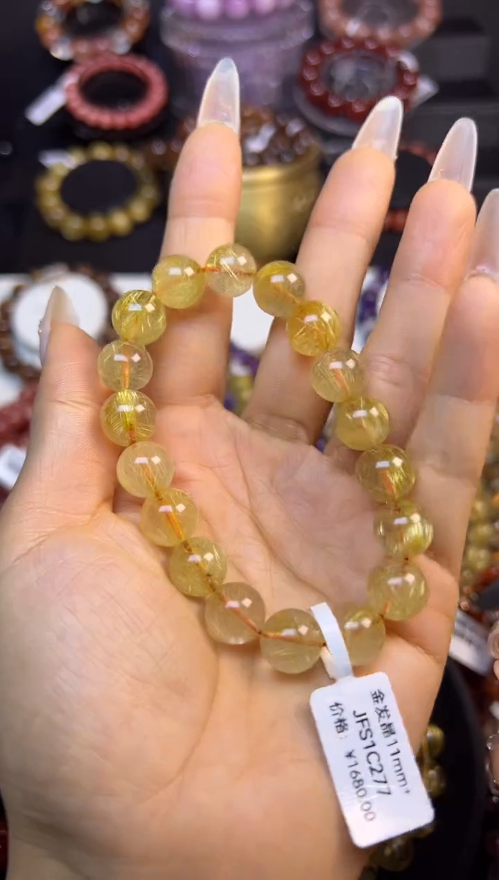 未镶嵌手串水晶金发晶11mm+