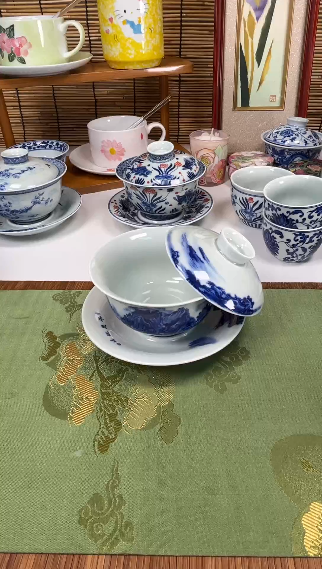 千里江山三才元宝盖碗