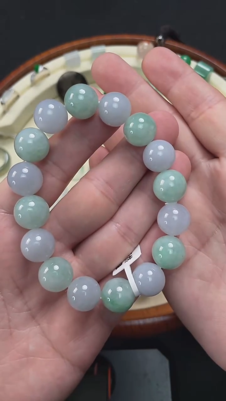 未镶嵌手串翡翠6号卡13+mm翡翠单圈手串/杜