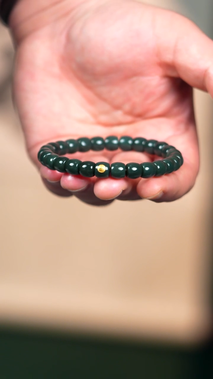 未镶嵌手链和田玉8mm青玉兰蓝调特细