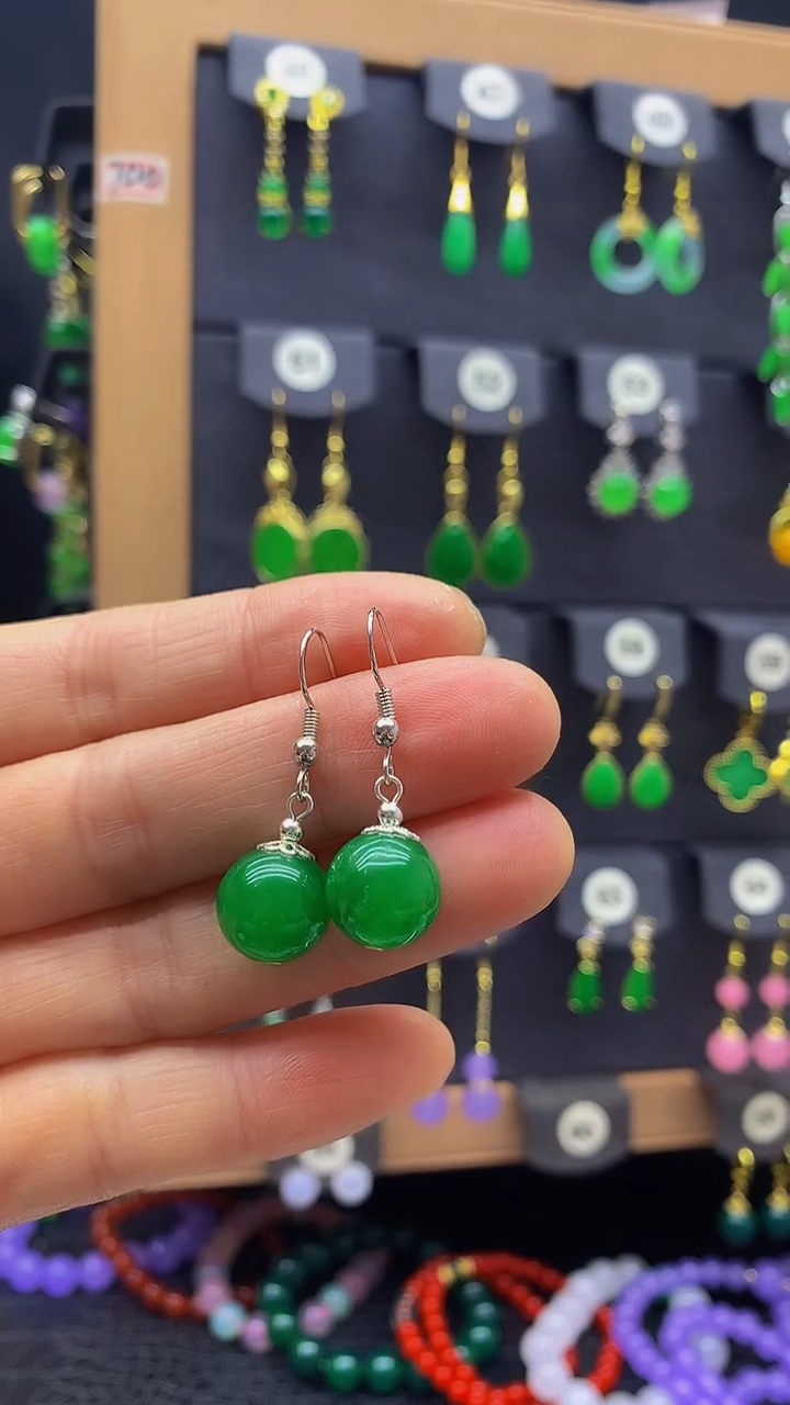 【闪购商品】玛瑙/玉髓耳坠银S925镀金镶嵌耳坠