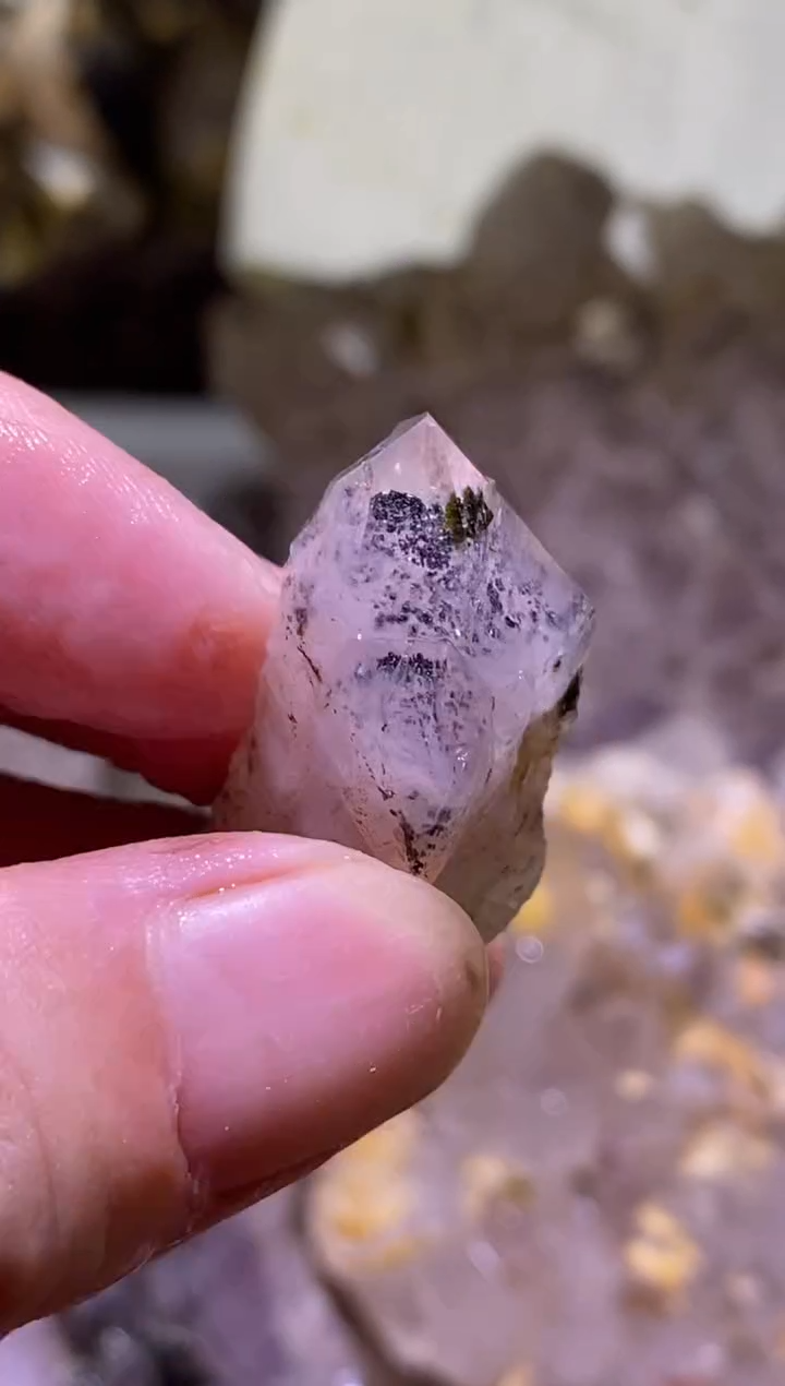 未镶嵌珠宝半成品水晶45号蓝发晶+尖部无损+四川超七花园水晶
