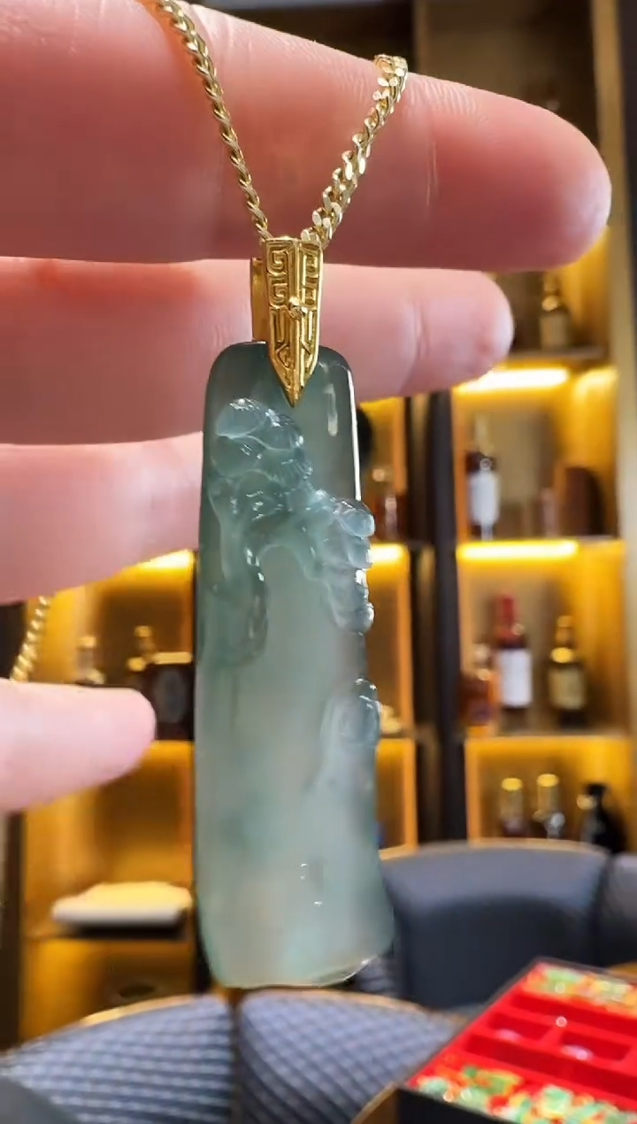 吊坠(不含链)18K金镶嵌翡翠吊坠