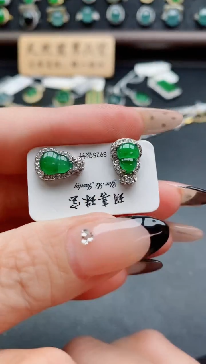 银S925镶嵌戒指翡翠1