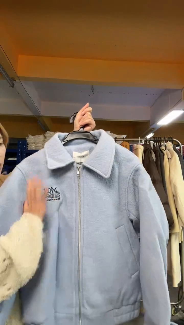 B9370蓝色棉服毛毛外套S码