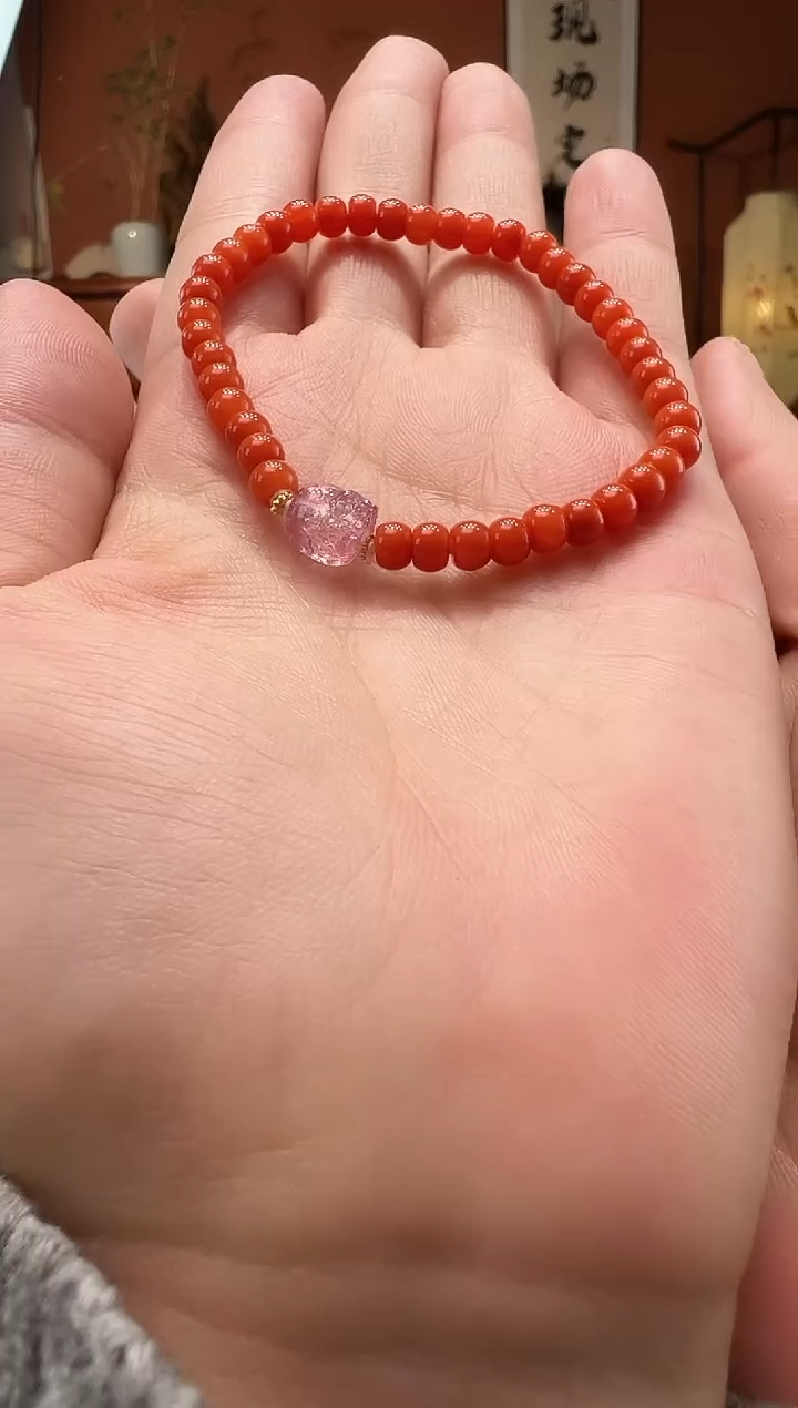 【闪购商品】南红玛瑙手串18K金镶嵌南红