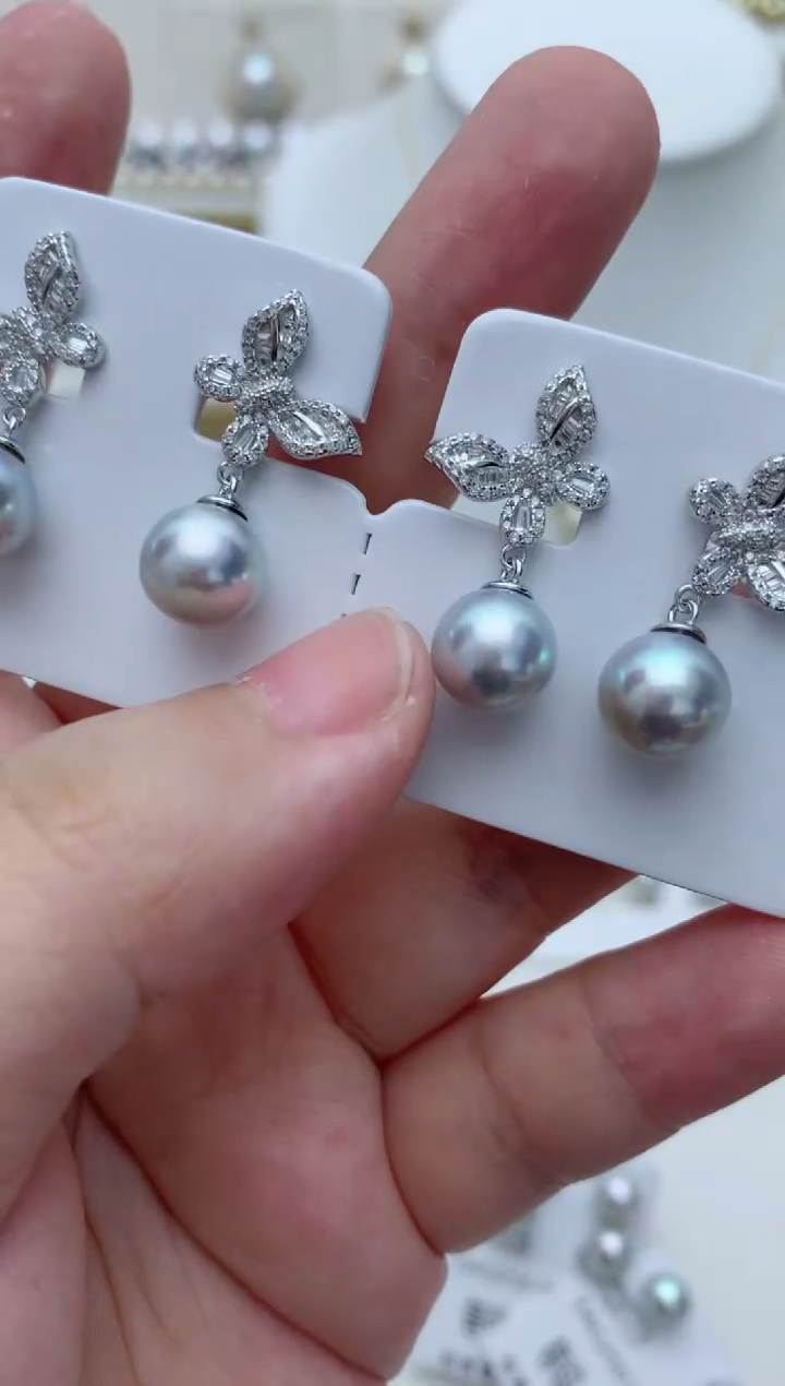 银S925镶嵌海水珍珠耳饰w38 多样性发其一