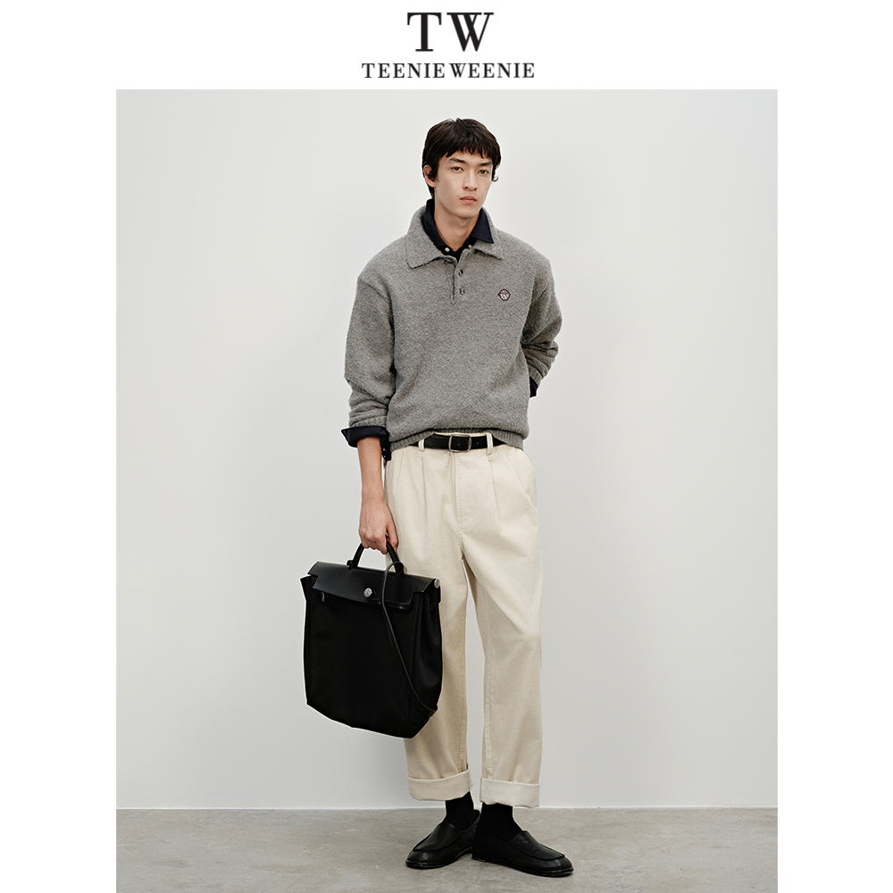 Teenie Weenie小熊男装复古舒适简约休闲宽松套头毛衣TNKW258V27I