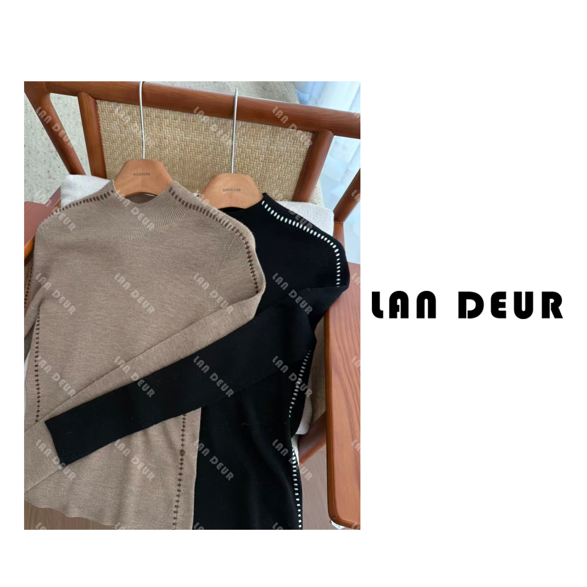 【山色空蒙】美拉德设计感显瘦百搭气质慵懒风打底针织衫上衣女