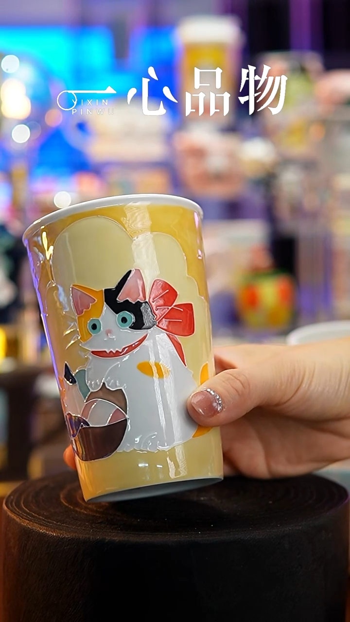 杯子瓷102-44景德镇手工手绘杯子摆件