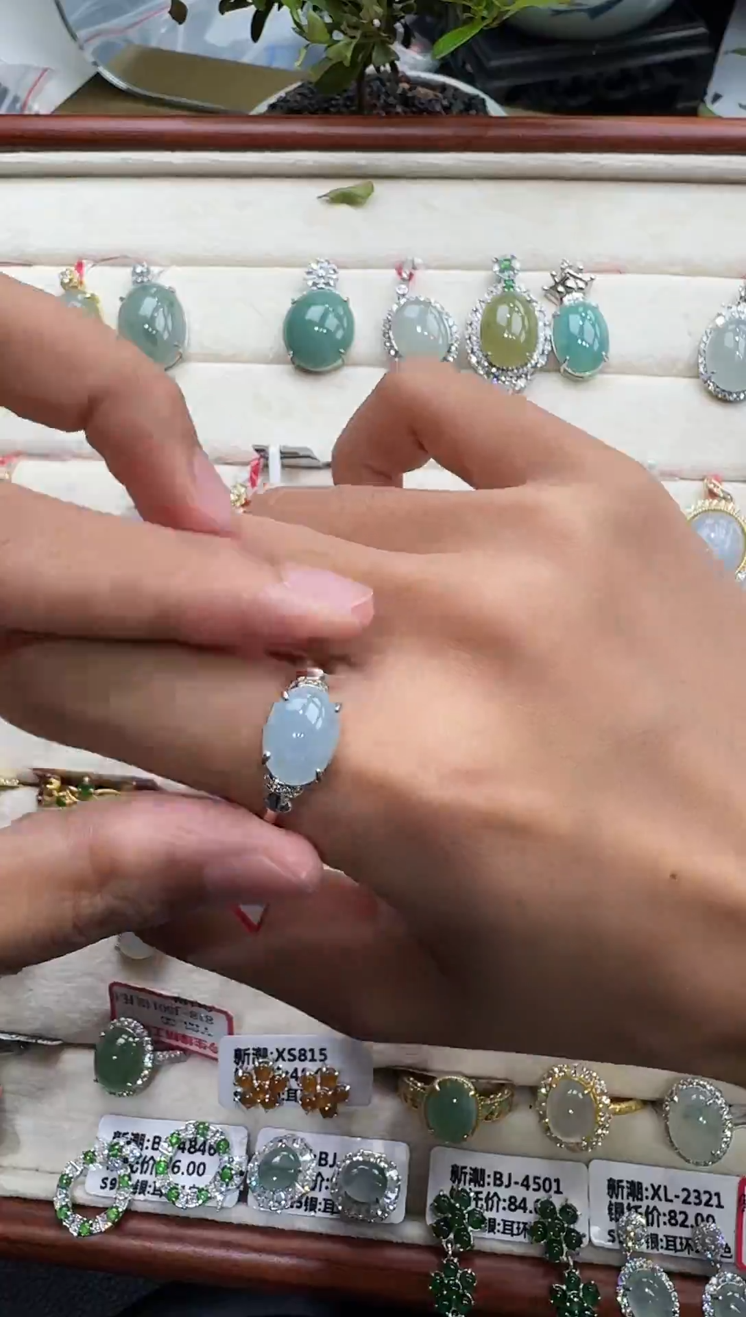 翡翠戒指银S925镶嵌戒指377