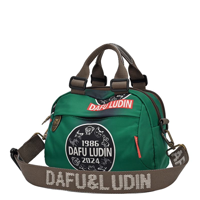 复古风休闲百搭印花布包防泼水纯色斜跨包可手提多用包简约手拎包