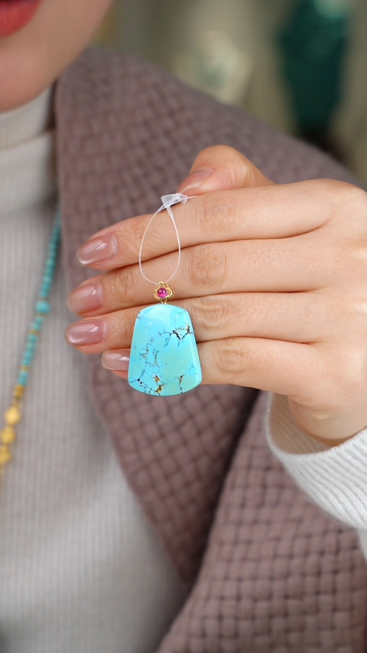 【闪购商品】绿松石吊坠(不含链)18K金镶嵌1