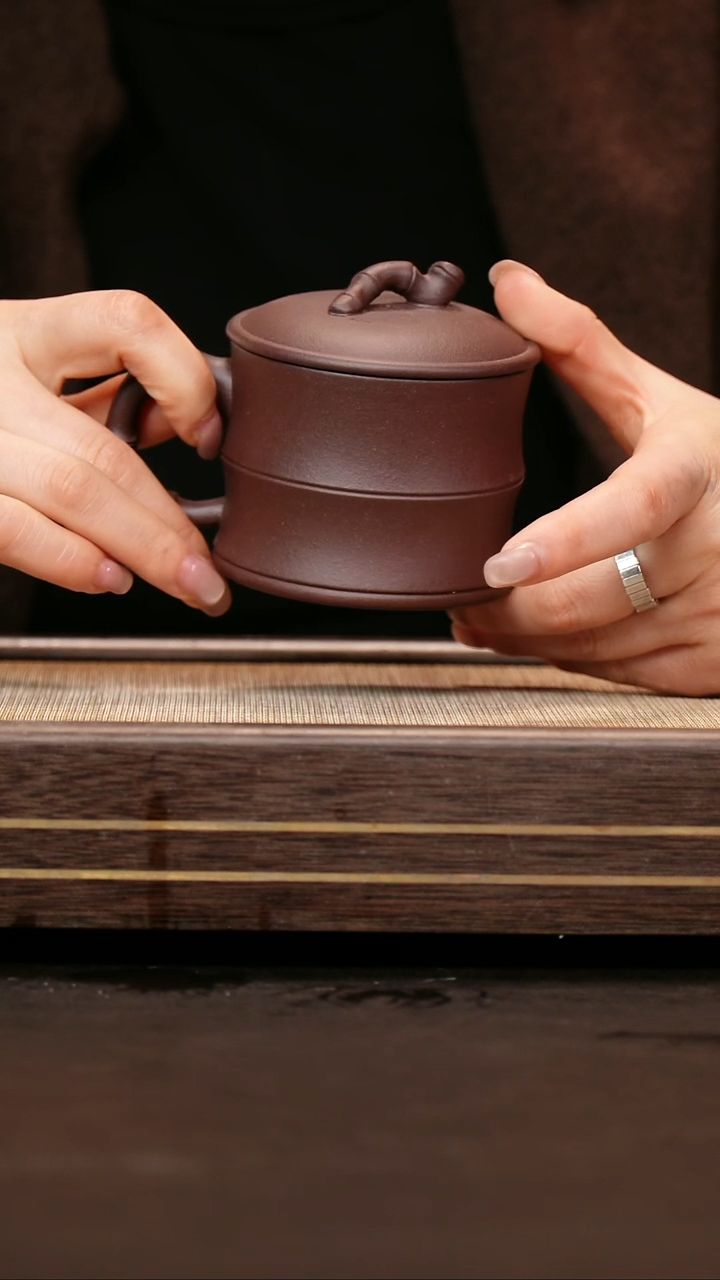 茶壶紫砂四号井底槽清 竹节盖杯