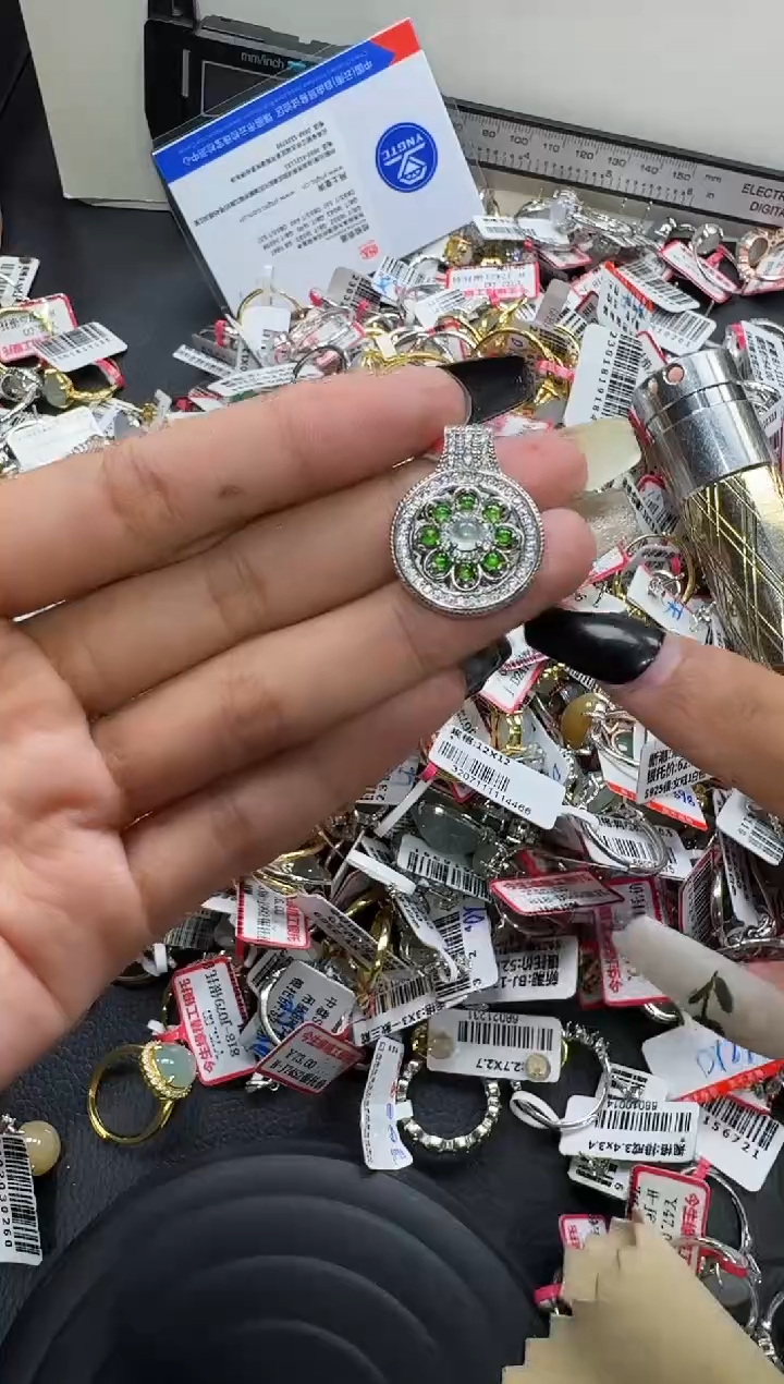 翡翠戒指银S925镶嵌戒指455