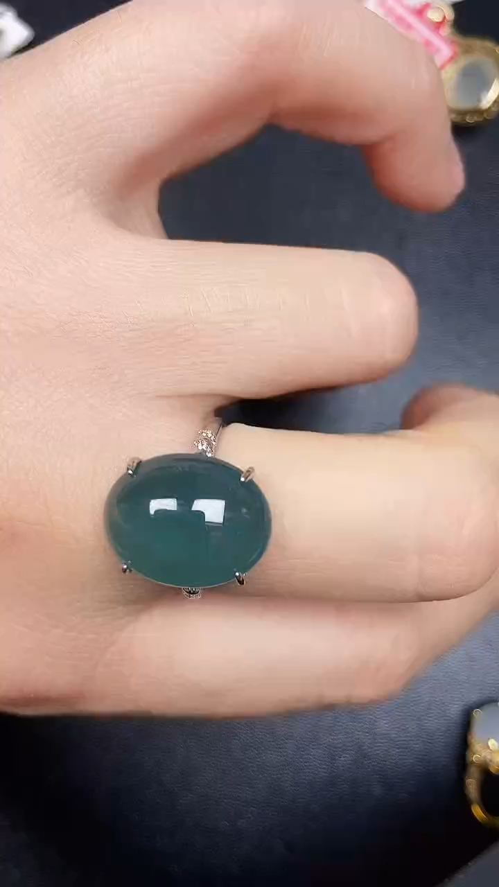 银S925镶嵌戒指翡翠3730