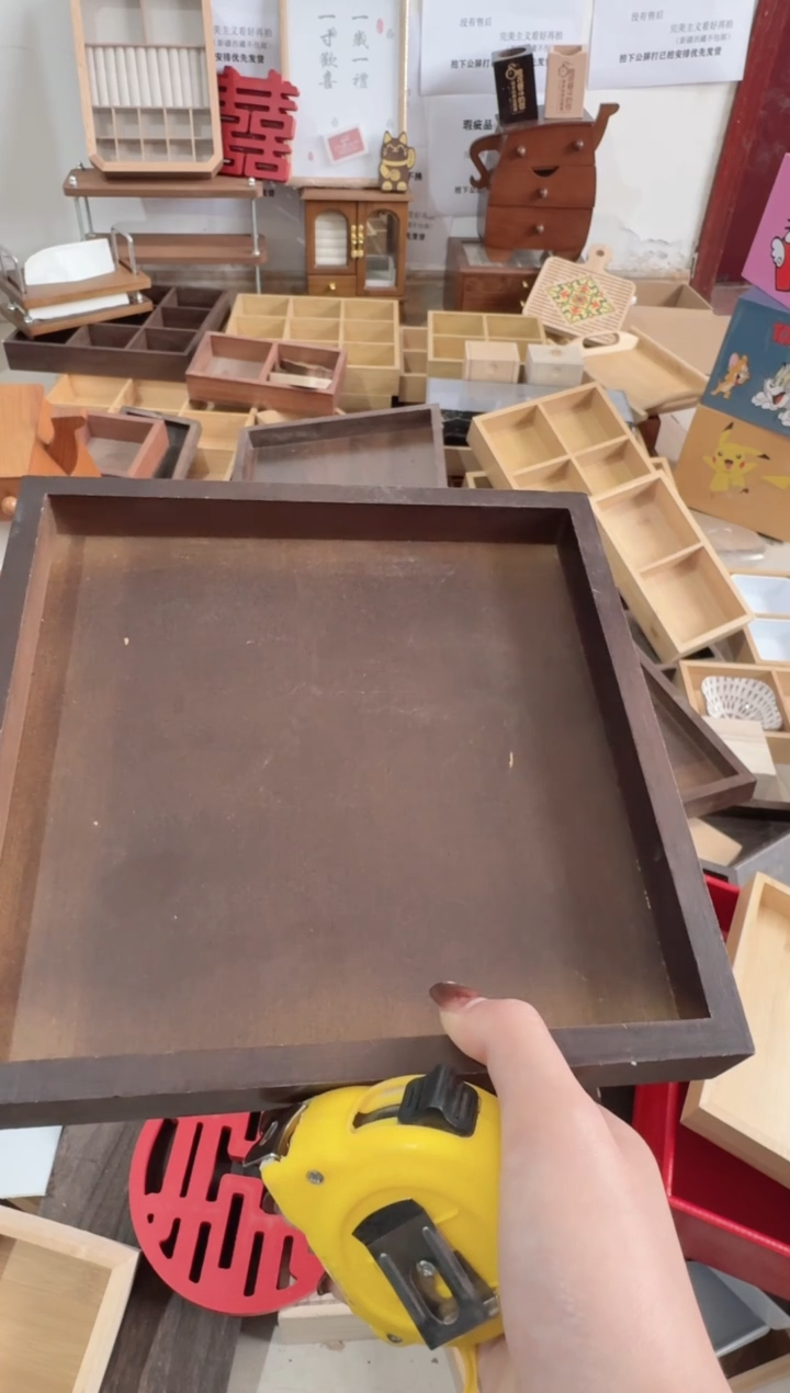 竹木胡桃色正方形托盘微瑕拍下不退不换无售后