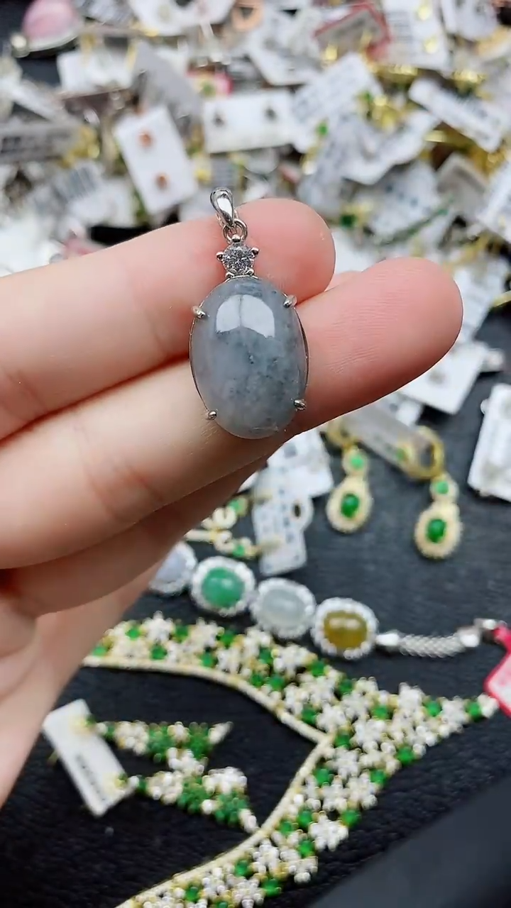 银S925镶嵌戒指翡翠1