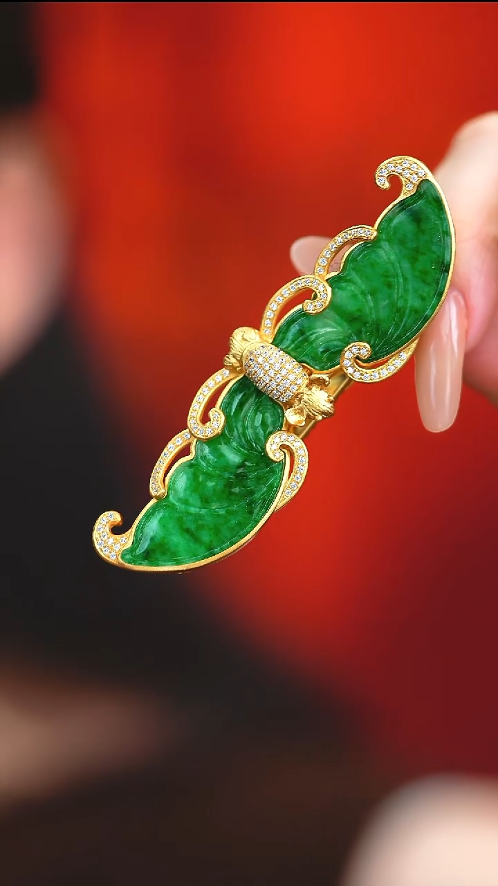 翡翠未镶嵌发夹新款