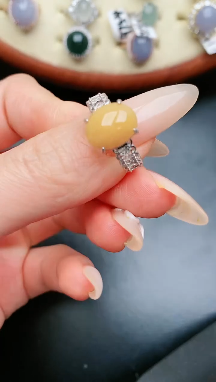 翡翠戒指银S925镶嵌.....