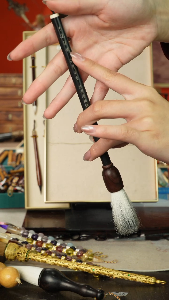 65号闪孤品高货毛笔链接 清水试笔 蘸墨不退