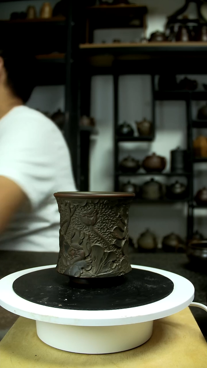 荷花杯 浮雕满刻 闻香杯 电烧