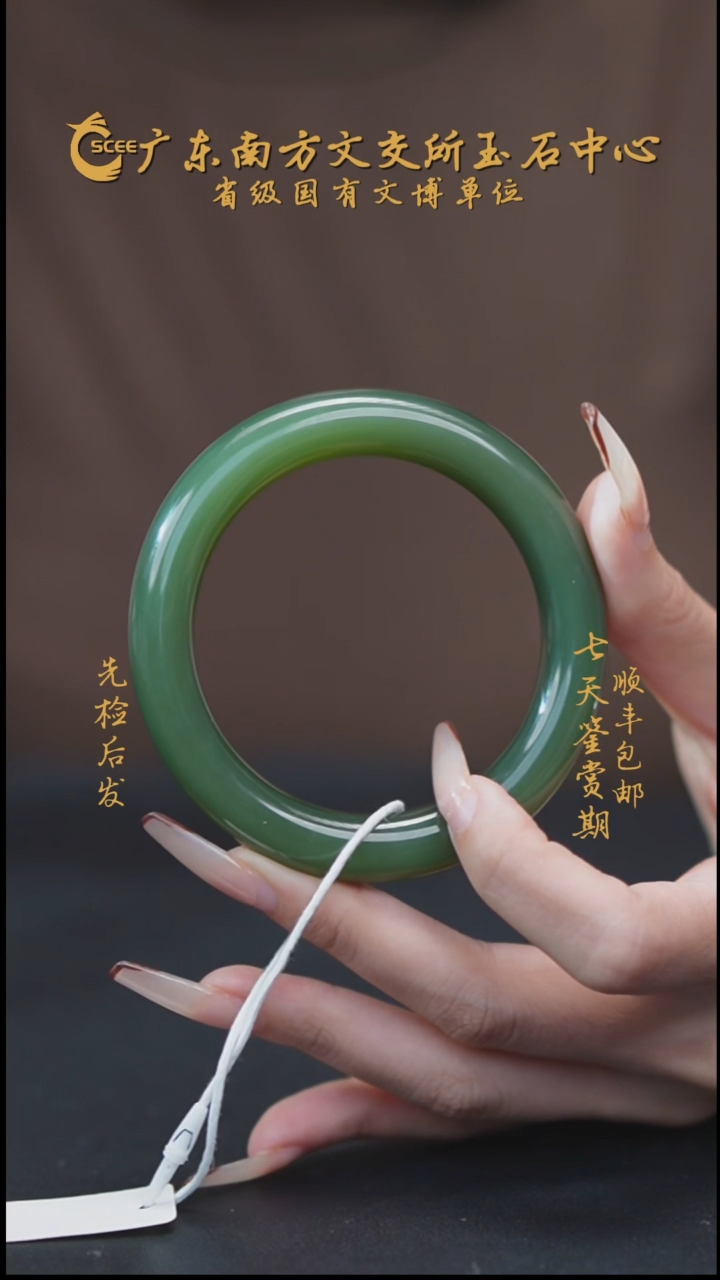 未镶嵌手镯和田玉碧玉猫眼 圈口59-63可带 73.5g HK01279