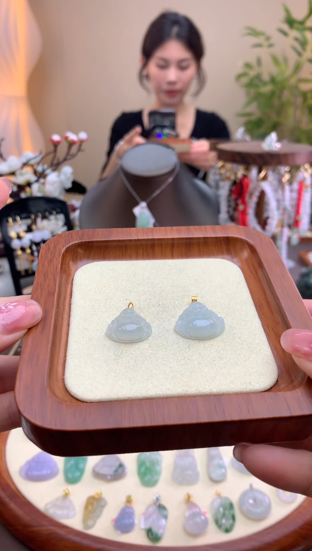 【闪购商品】翡翠颈饰18K金镶嵌佛公（多样性发其一）
