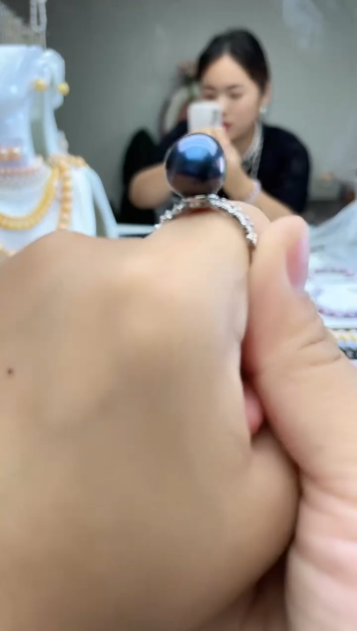 孔雀绿戒指 12mm微瑕