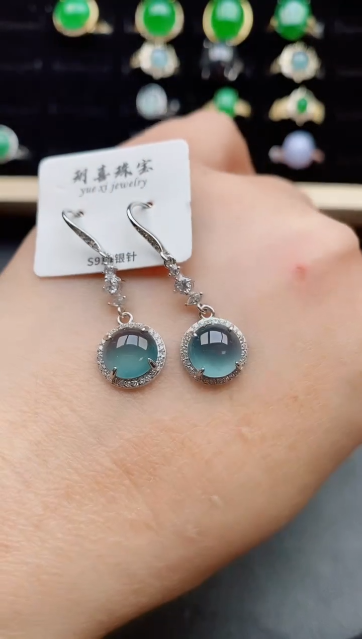 【闪购商品】翡翠耳饰银S925镶嵌212121212