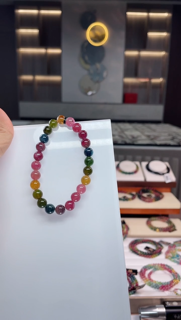 未镶嵌老矿碧玺单圈手串7mm+碧玺（多样性发一条）Q