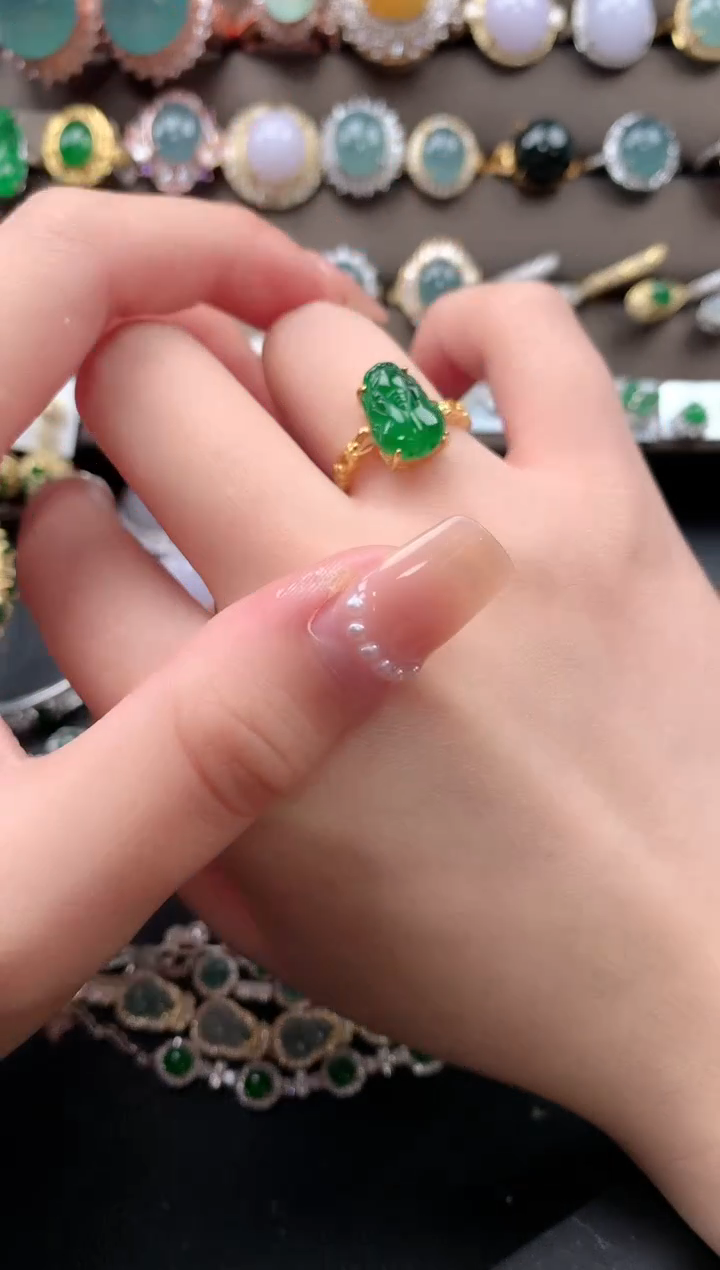 【闪购商品】翡翠戒指银S925镶嵌52141