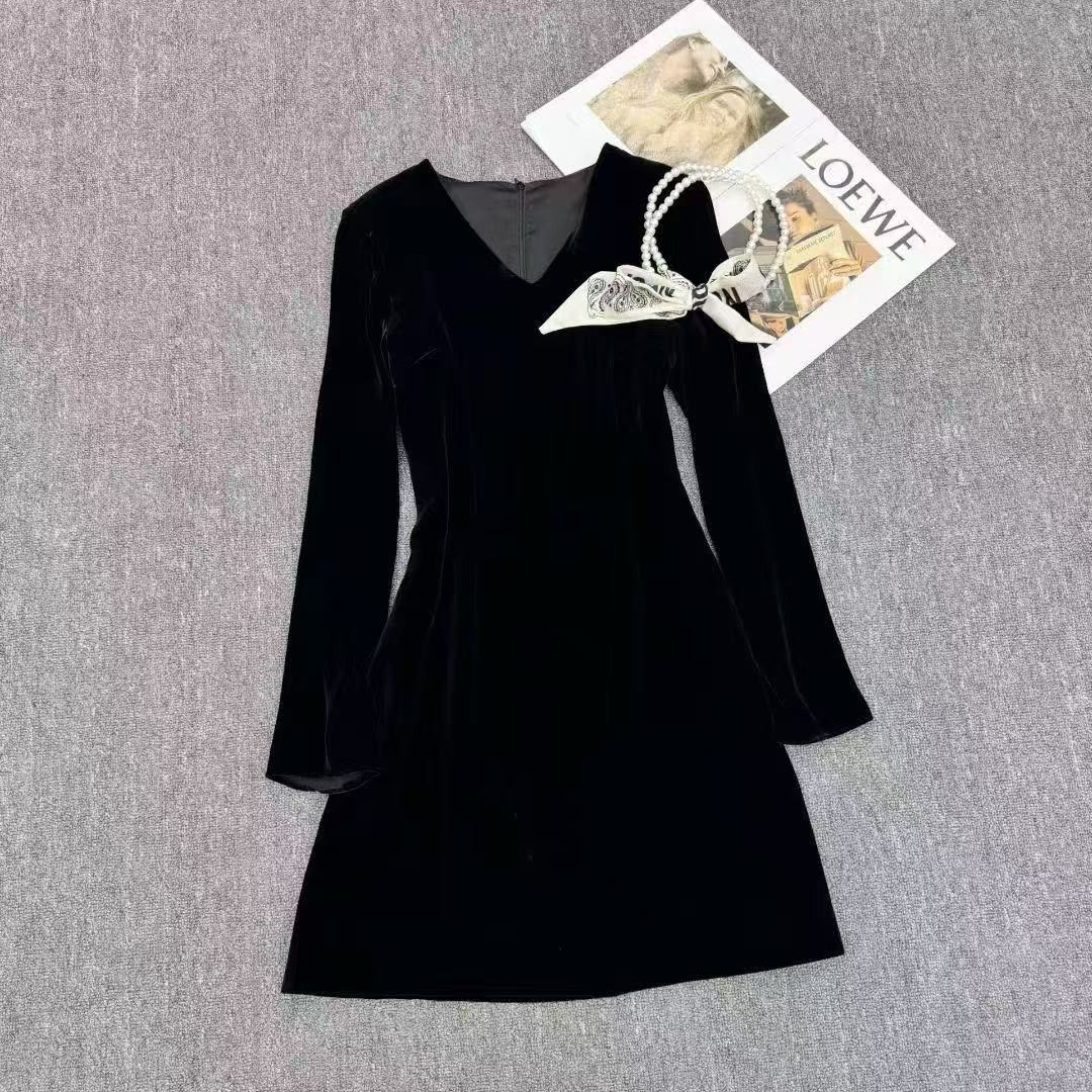 南油老杨《048-065》连衣裙真丝丝绒设计师高定女装