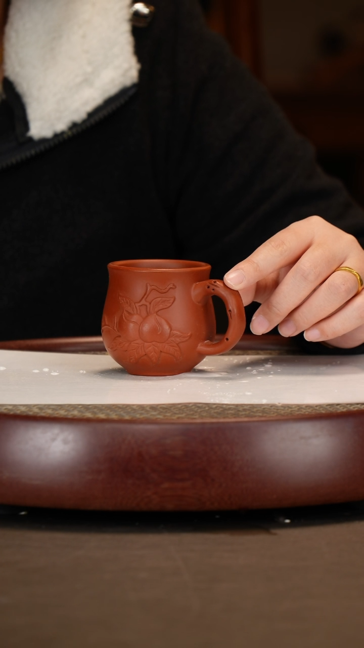 【闪购商品】紫砂茶壶朱泥带把主人杯